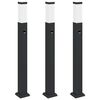 vidaXL Lumin&aacute;rias de balizamento com sensor, 3 unidades, 80 cm, pretas, IP44