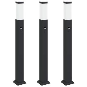 vidaXL Lumin&aacute;rias de balizamento com sensor, 3 unidades, 80 cm, pretas, IP44