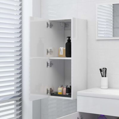 vidaXL Armário casa de banho 30x30x80cm contraplacado branco brilhante