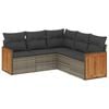 vidaXL 5 pcs conjunto sof&aacute;s de jardim c/ almofad&otilde;es vime PE cinzento