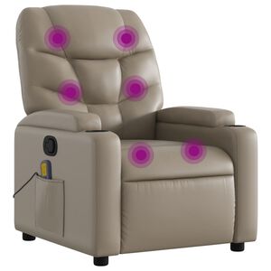 vidaXL Poltrona de massagens reclin&aacute;vel couro artificial cappuccino