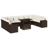 vidaXL 11 pcs conjunto sof&aacute;s de jardim c/ almofad&otilde;es vime PE castanho