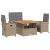 vidaXL 4 pcs conjunto de jantar p/ jardim c/ almofad&otilde;es vime PE bege