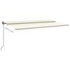 vidaXL Toldo retr&aacute;til autom&aacute;tico com postes 6x3,5 m cor creme