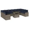 vidaXL Conjunto de sof&aacute; de jardim com 11 pe&ccedil;as e almofadas em rattan sint&eacute;tico cinza