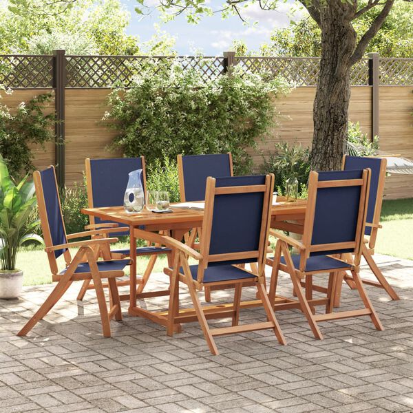 vidaXL 7 pcs conjunto de jantar para jardim acácia maciça e textilene