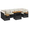 vidaXL 8 pcs conjunto sof&aacute;s jardim com almofad&otilde;es vime PE/ac&aacute;cia preto