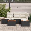 vidaXL Conjunto de Sofá de Jardim 4 pcs Preto e Creme Polirattan