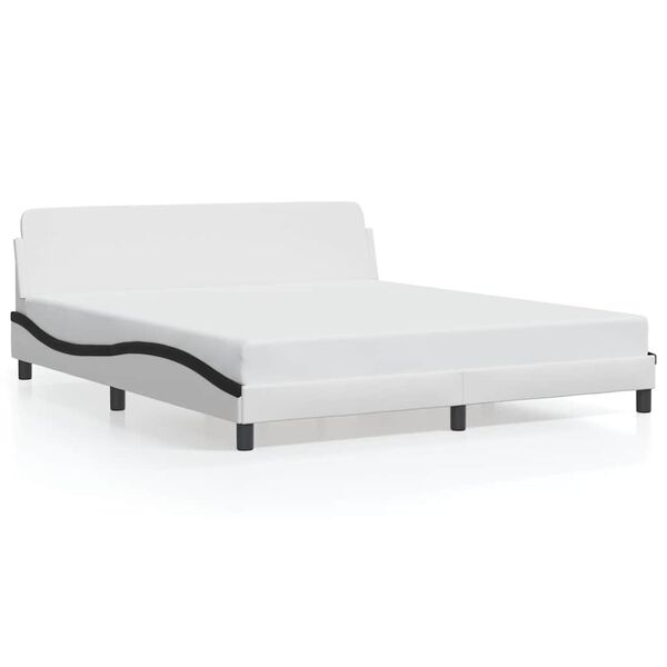 vidaXL Estrutura de cama Dover couro artificial branco e preto