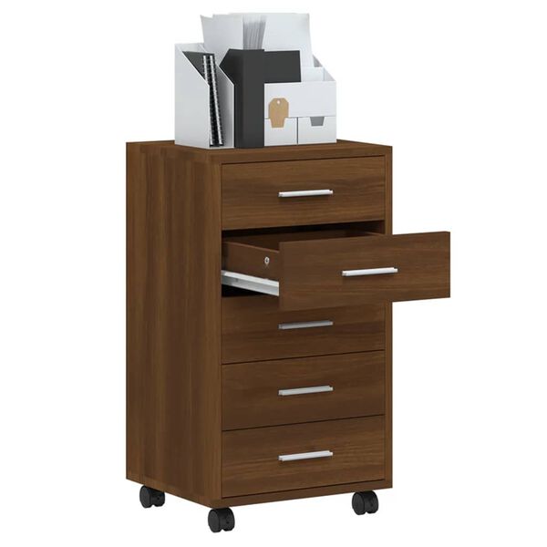 vidaXL M&oacute;vel c/ gavetas e rodas derivados de madeira carvalho castanho