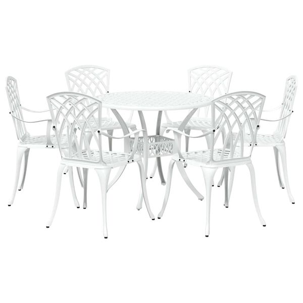 vidaXL Conjunto de Jantar para Jardim 7 pcs Branco Alum&iacute;nio