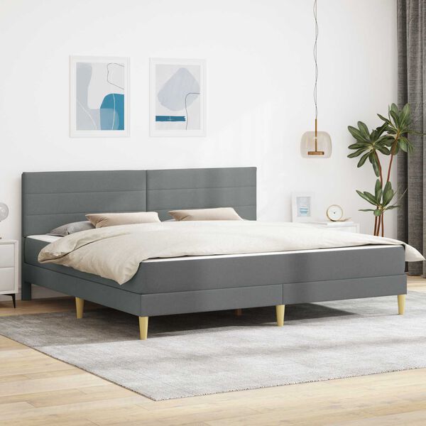 vidaXL Estrutura de cama com colch&atilde;o Cinza Escuro 180 x 200 cm tecido