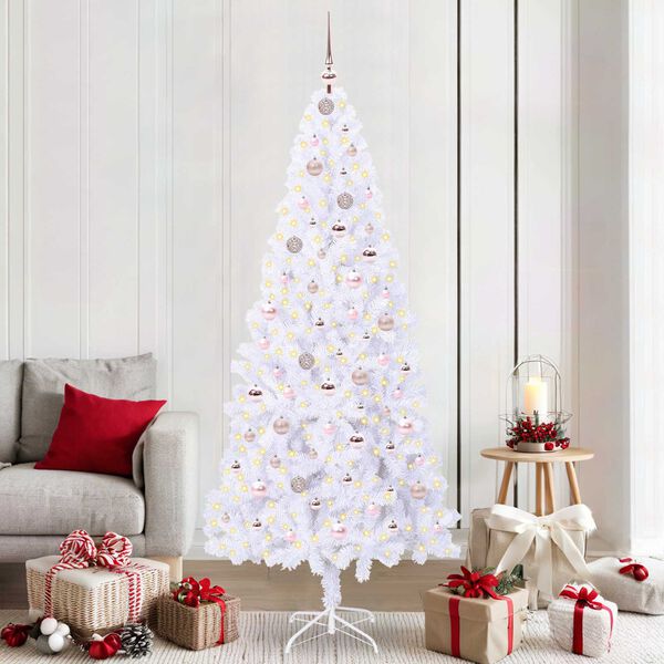 vidaXL &Aacute;rvore de Natal Artificial com 300 LEDs Branco 210 cm PVC e A&ccedil;o