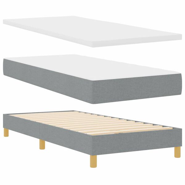 vidaXL Cama com Estrado com colch&atilde;o Cinzento-claro 100 x 200 cm tecido