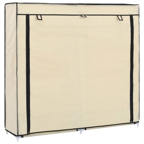 vidaXL Sapateira com cobertura 115x28x110 cm tecido cor creme