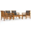 vidaXL 5 pcs conjunto lounge de jardim c/ almofad&otilde;es ac&aacute;cia maci&ccedil;a