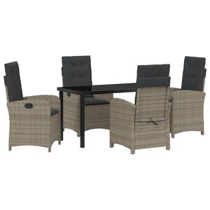 vidaXL Conjunto de Jantar para Jardim 5 pcs Cinzeto vime PE