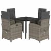 vidaXL 5 pcs conjunto de jantar p/ jardim c/ almofad&otilde;es vime PE cinza
