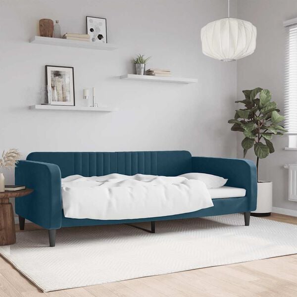 vidaXL Sof&aacute;-cama 100x200 cm veludo azul