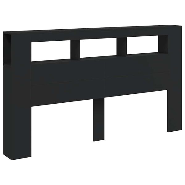 vidaXL Cabeceira cama c/ LEDs 180x18,5x103,5 cm deriv. madeira preto