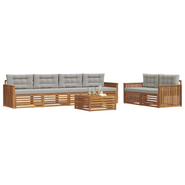 vidaXL Conjunto de Sof&aacute;s para Exterior 7 pcs Cinza Natural e Claro