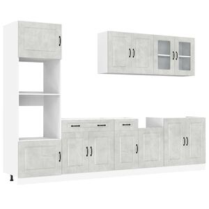 vidaXL 7 pe&ccedil;as arm&aacute;rio de cozinha conjunto Kalmar cinzento cimento