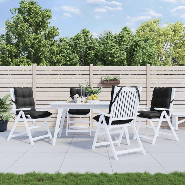 vidaXL Almofad&otilde;es cadeira encosto baixo 4 pcs tecido oxford preto