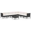 vidaXL 9 pcs conjunto lounge de jardim c/ almofad&otilde;es vime PE preto