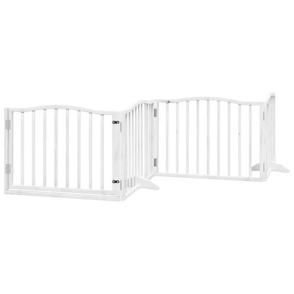 vidaXL Port&atilde;o p/ c&atilde;es com porta dobr&aacute;vel 6 pain&eacute;is 480 cm &aacute;lamo branco