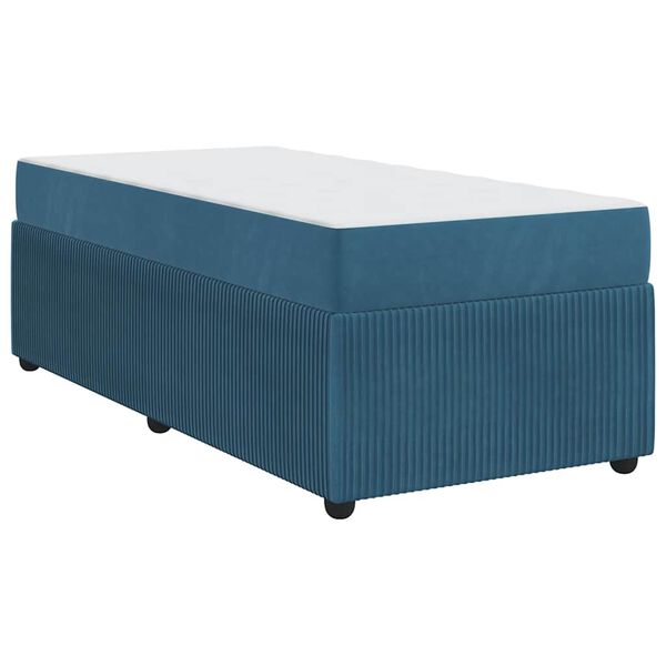 vidaXL Estrutura de cama com colch&atilde;o Azul 80 x 200 cm Veludo
