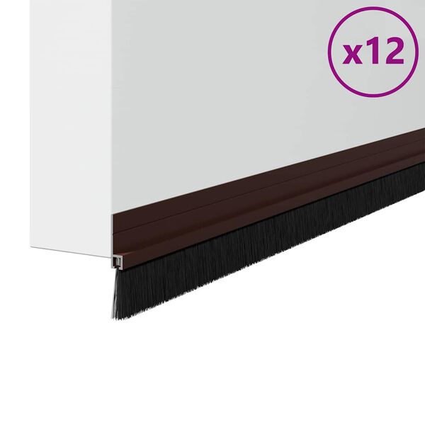 vidaXL Selos de Escovas para Porta Auto-adesivos 12 pcs Castanho