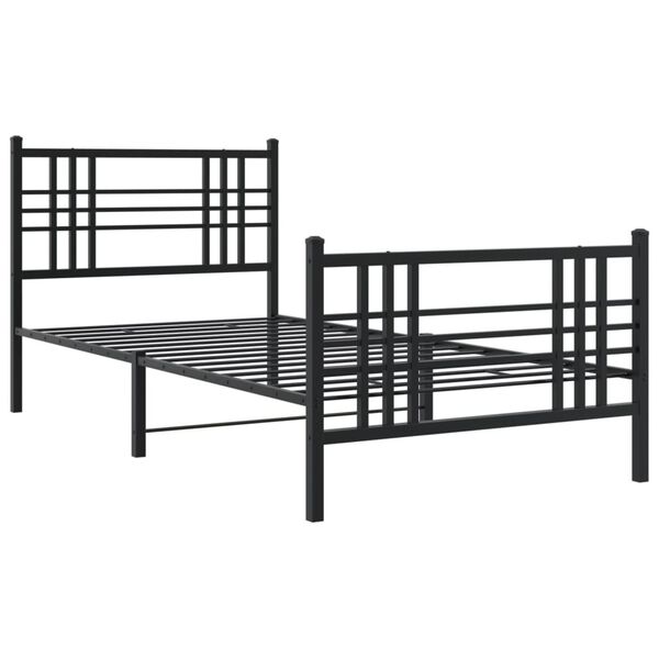 vidaXL Estrutura de cama com cabeceira e p&eacute;s 90x200 cm metal preto