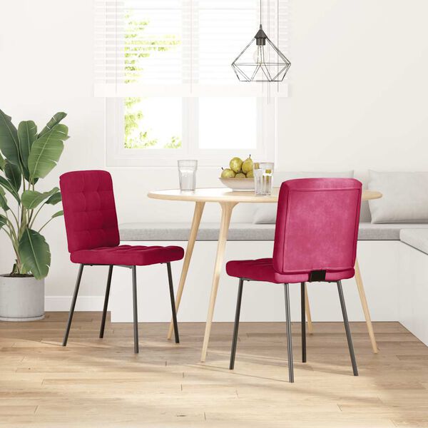 vidaXL Cadeiras de jantar 2 pcs veludo vermelho tinto