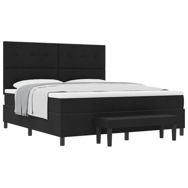 vidaXL Cama Box com colch&atilde;o com cabeceira Preto 180 x 200 cm tecido
