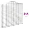 vidaXL Cestos gabi&atilde;o arqueados 15 pcs 200x30x180/200 ferro galvanizado