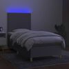 vidaXL Cama box spring c/ colch&atilde;o e LED 90x200 cm tecido cinza-claro