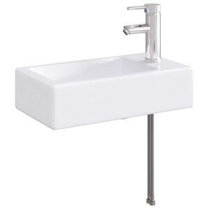 vidaXL Pia de banheiro com torneira e dreno Cromo 45,5 x 25,5 x 13 cm