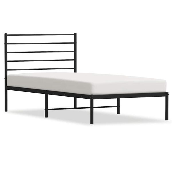 vidaXL Estrutura de cama com cabeceira 107x203 cm metal preto