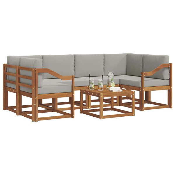 vidaXL Conjunto de Sof&aacute;s para Exterior 7 pcs Cinza Natural e Claro