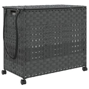 vidaXL Cesto para roupa suja com rodas 66x35x60 cm vime cinzento