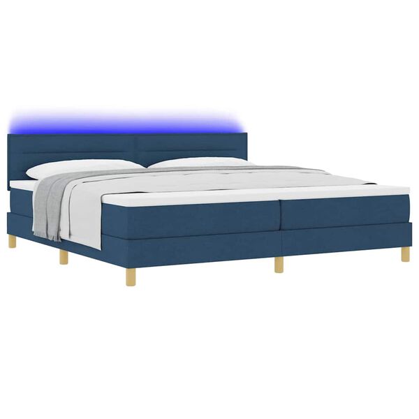 vidaXL Cama Box Spring LED com colch&atilde;o Azul 200 x 200 cm tecido