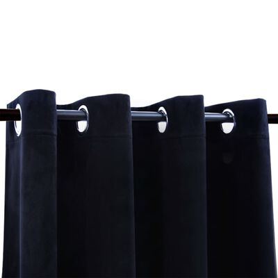 vidaXL Cortinas blackout com argolas 2 pcs 140x245 cm veludo preto