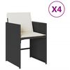vidaXL Cadeiras de jardim com almofad&otilde;es 4 pcs vime PE preto