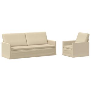 vidaXL Conjunto de Sof&aacute;s 2 pcs Creme Tecido