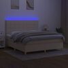 vidaXL Cama box spring c/ colch&atilde;o e LED 180x200 cm tecido cor creme