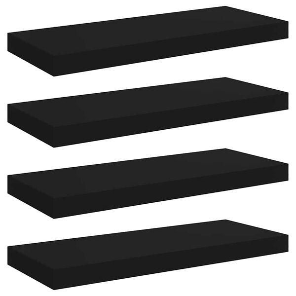 vidaXL Prateleiras de parede suspensas 4 pcs 60x23,5x3,8 cm MDF preto