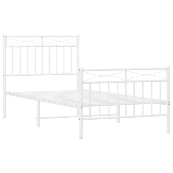 vidaXL Estrutura de cama com cabeceira e pés 90x200 cm metal branco