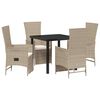 vidaXL Conjunto de Jantar para Jardim 5 unid. Bege vime PE