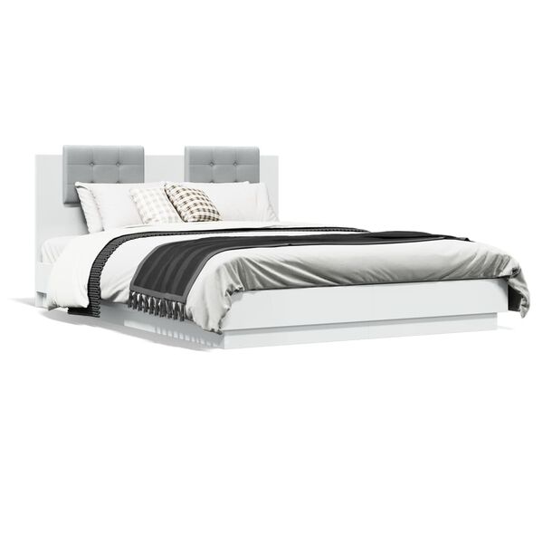 vidaXL Estrutura cama c/ cabeceira 120x200 cm derivados madeira branco