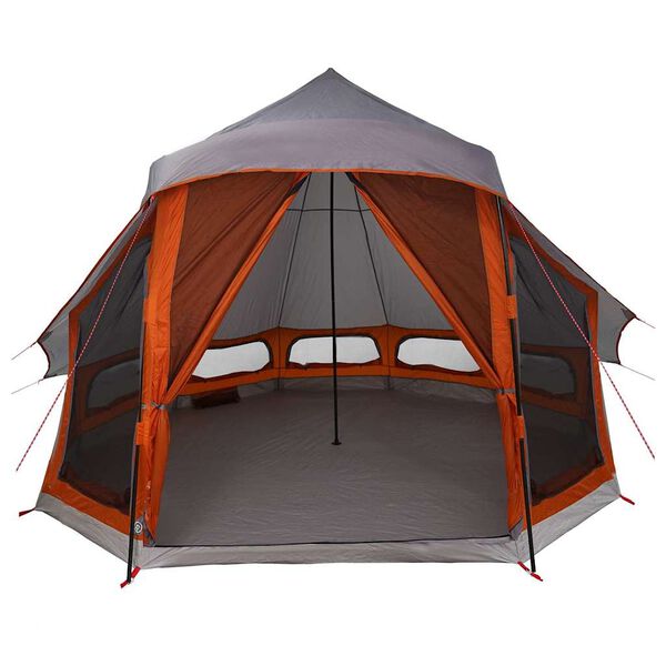 vidaXL Barraca Tipi Familiar Manual Cinza e Laranja 404 x 370 x 270 cm